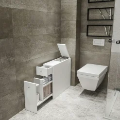 Meuble WC gris anthracite, 2 tiroirs 1 porte MARFA