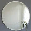 Miroir d'entrée blanc Ø60 cm avec lignes graphiques CODY
