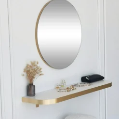 Miroir d'entrée rond bord doré Ø60 cm - style moderne CODY