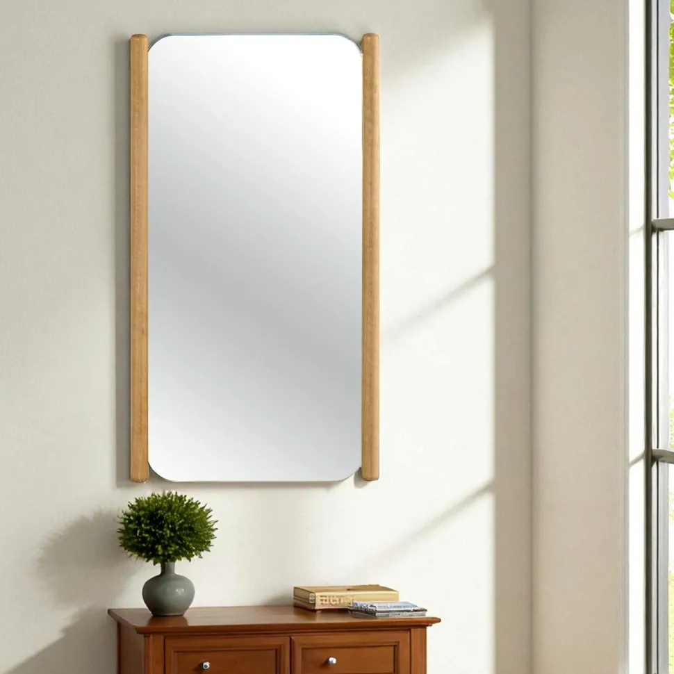 Miroir d'entrée vertical - baguettes latérales bois IENA