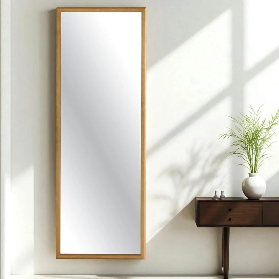 Miroir d'entrée vertical - baguettes latérales bois IENA