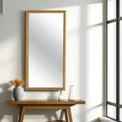 Miroir d'entrée vertical - baguettes latérales bois IENA