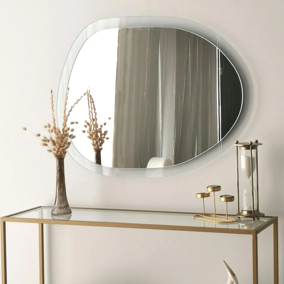 Miroir design organique cadre verre ambré 75 cm CODY