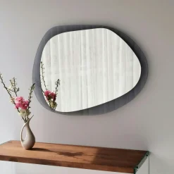 Miroir design organique cadre verre ambré 75 cm CODY