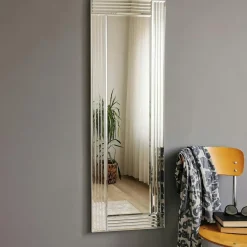 Miroir horizontal moderne chic - cadre strié 120 cm CODY