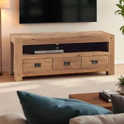 Miroir mural en bois naturel avec cadre épais - 110 cm FJORD