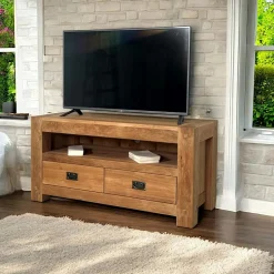 Miroir mural en bois naturel avec cadre épais - 110 cm FJORD