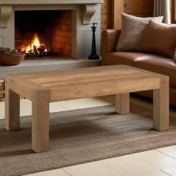 Miroir mural en bois naturel avec cadre épais - 110 cm FJORD