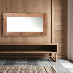 Miroir mural en bois naturel avec cadre épais - 150 cm FJORD