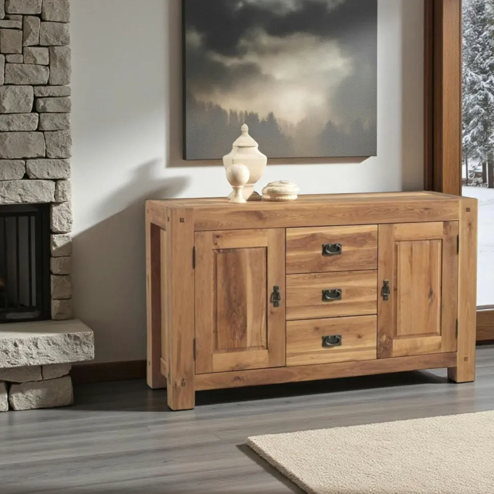 Miroir mural en bois naturel avec cadre épais - 150 cm FJORD