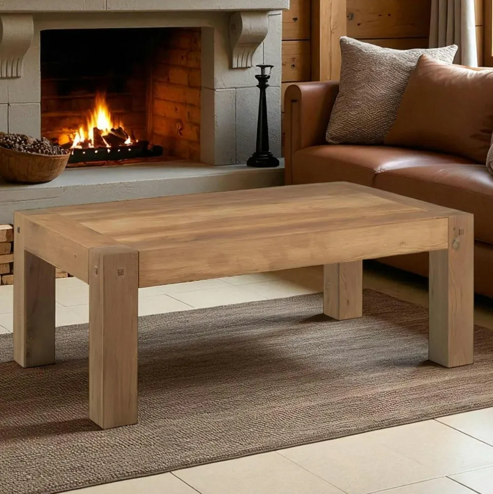 Miroir mural en bois naturel avec cadre épais - 150 cm FJORD
