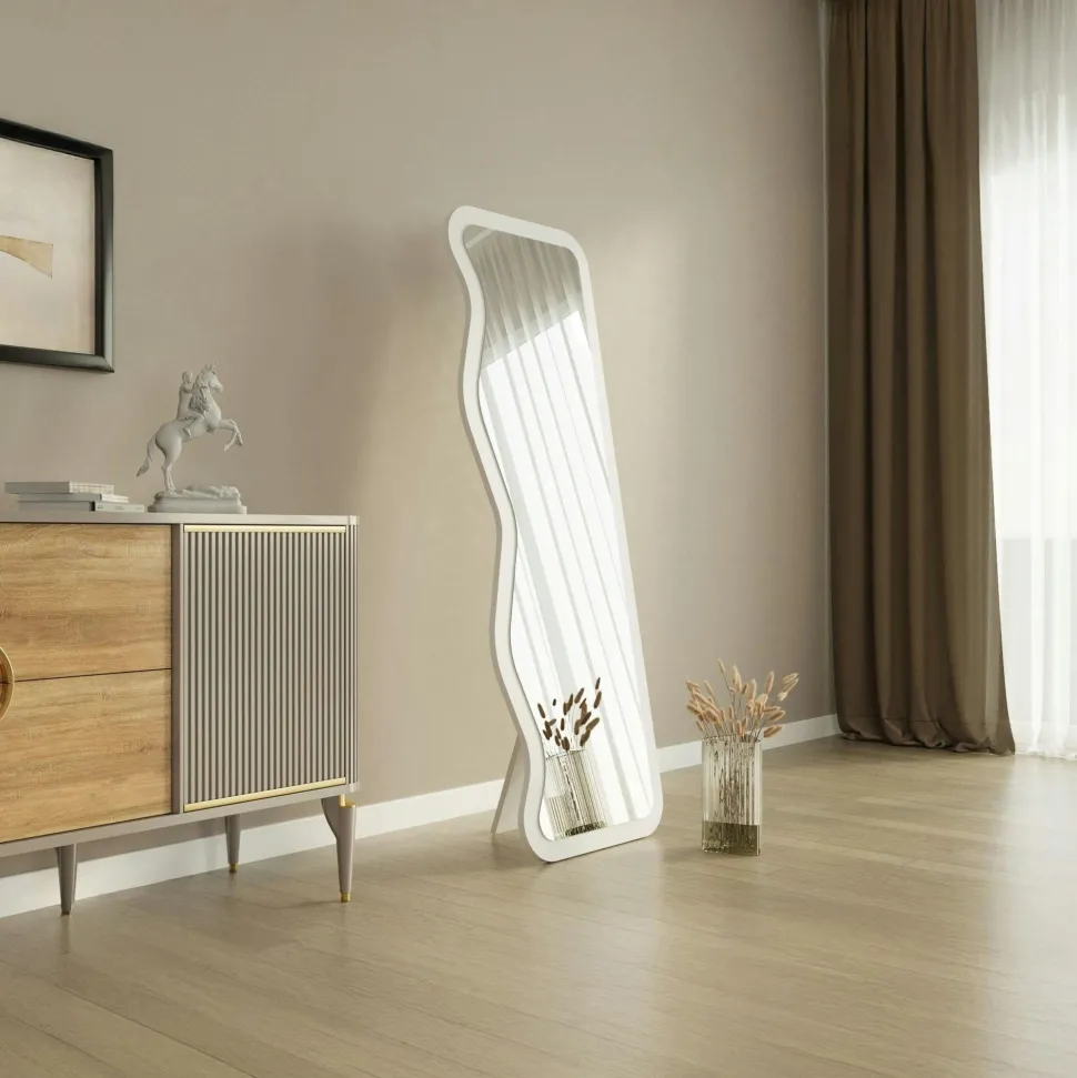 Miroir plein pied blanc avec ondulations - style moderne CODY