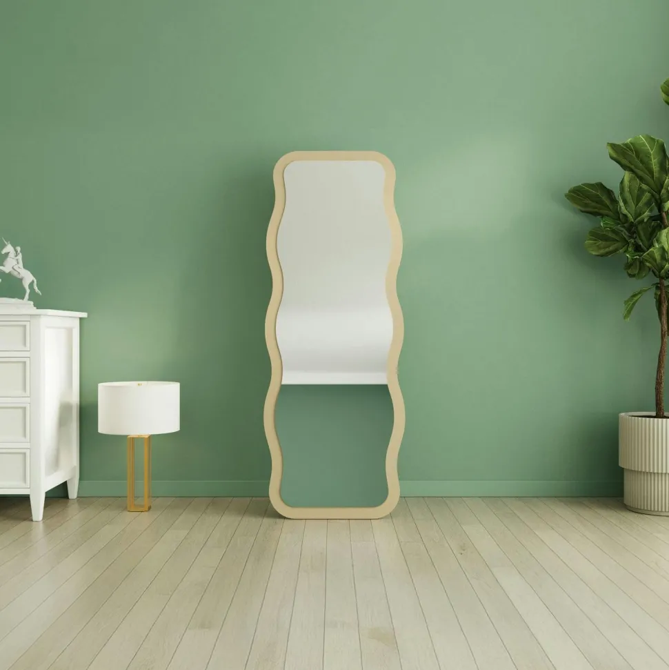 Miroir plein pied tendance beige, motif vague 160 cm CODY