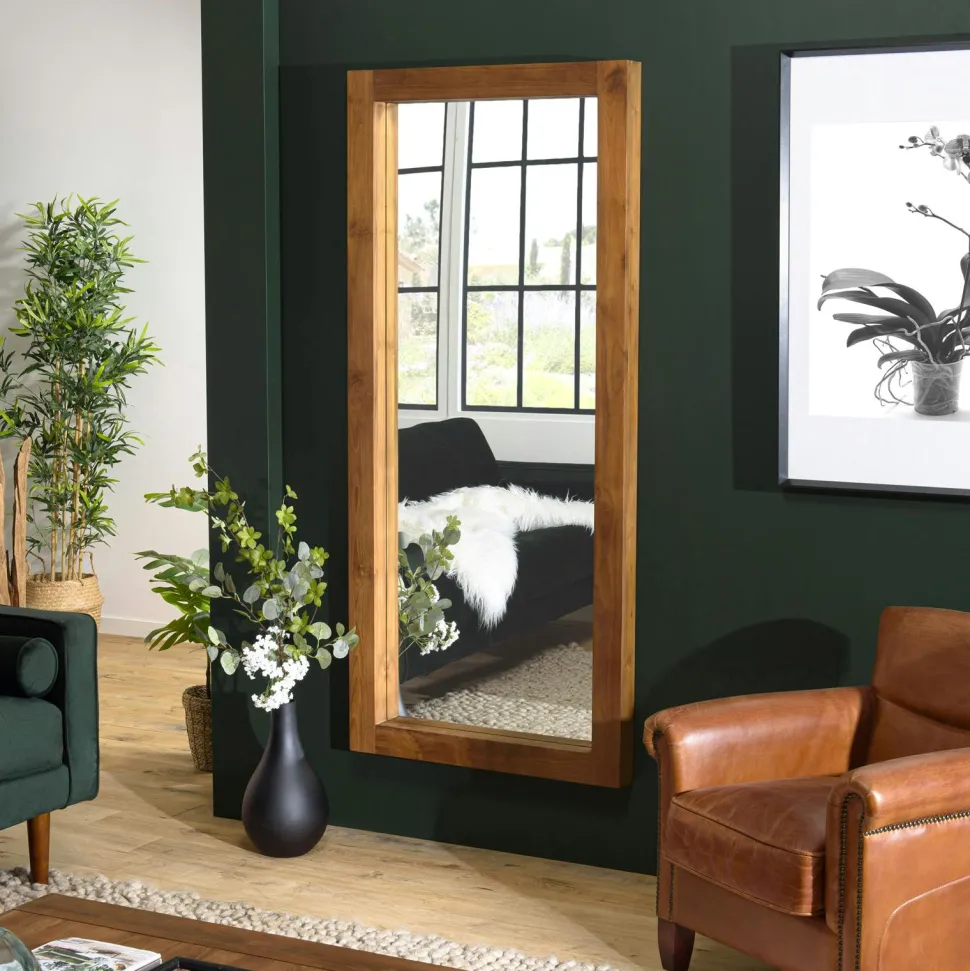 Miroir rectangulaire en bois de teck 180 cm SWING