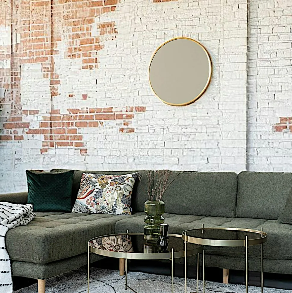 Miroir rond avec cadre en aluminium doré ø60 cm SEOUL