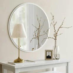 Miroir rond blanc Ø60 cm - entrée, salon CODY