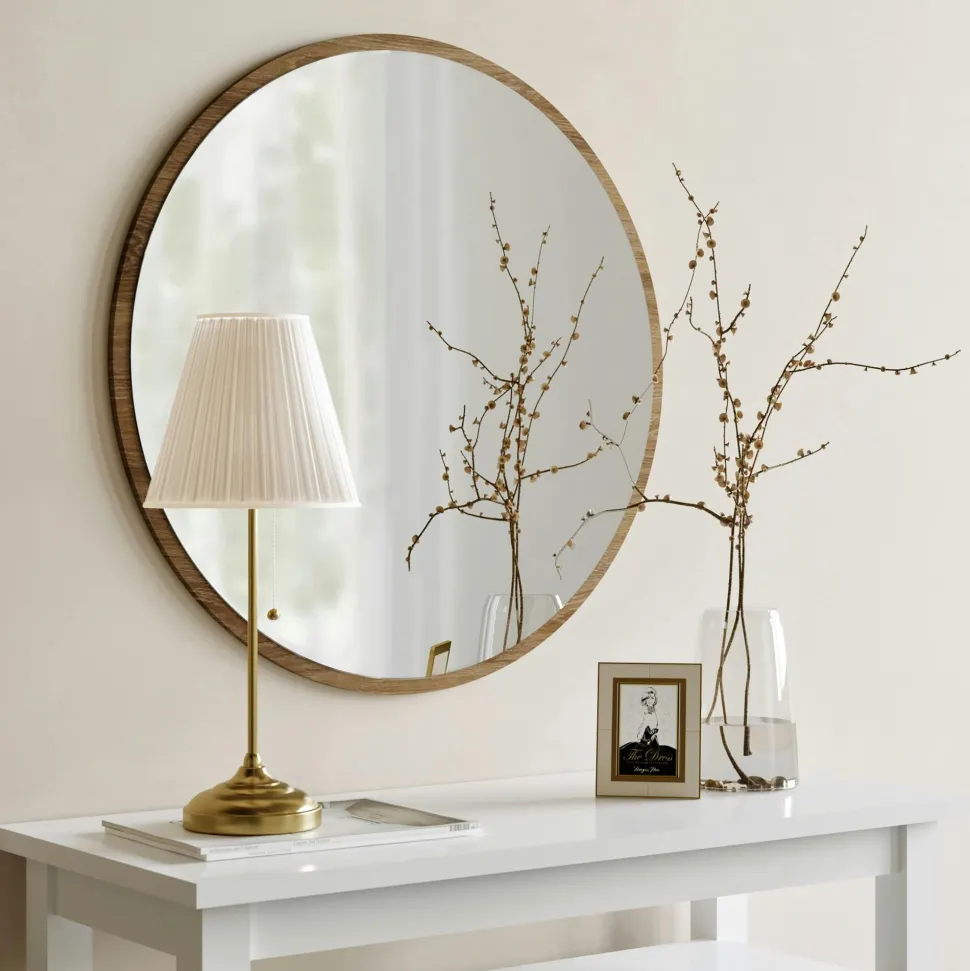 Miroir rond blanc Ø60 cm - entrée, salon CODY