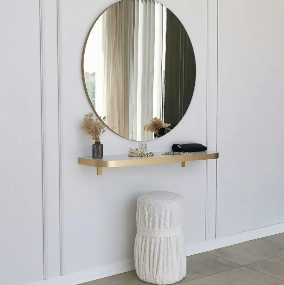 Miroir rond moderne avec bordure dorée Ø90 cm CODY