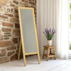 Miroir vertical sur pied - bois brun, 2 crochets HILO
