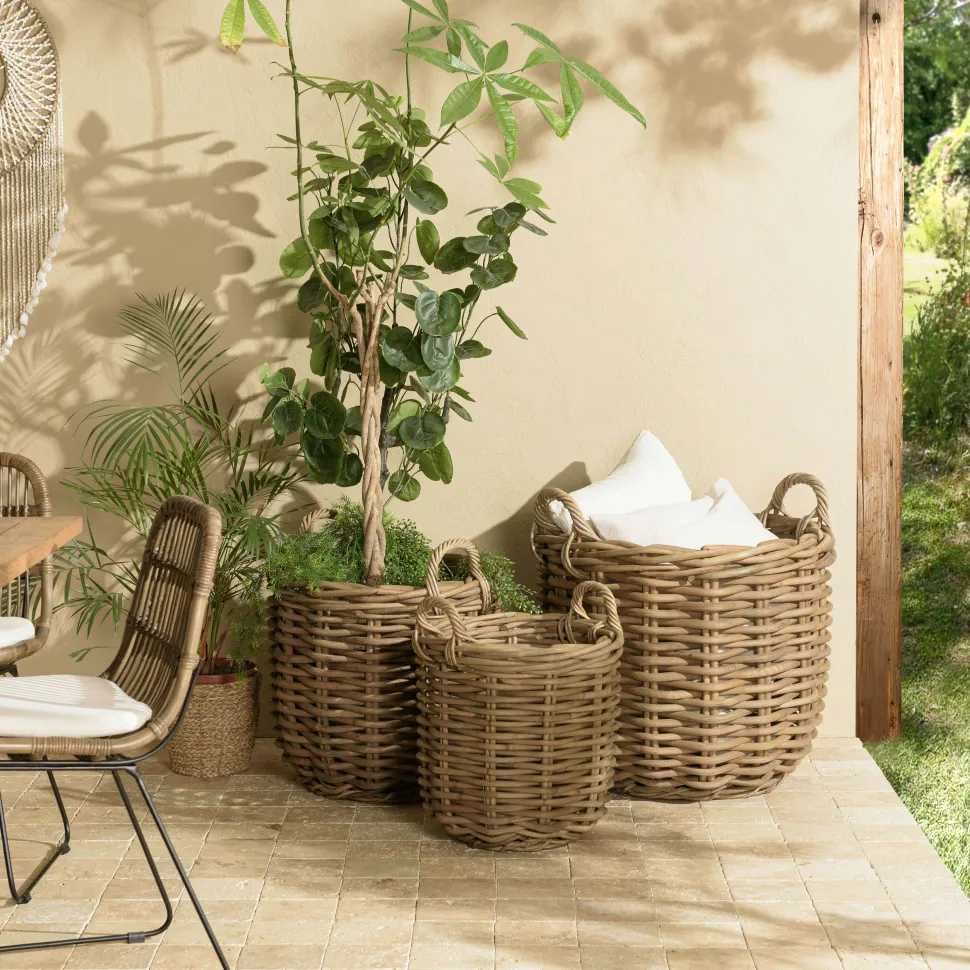 Panier carré en kubu naturel (lot de 3) MANY
