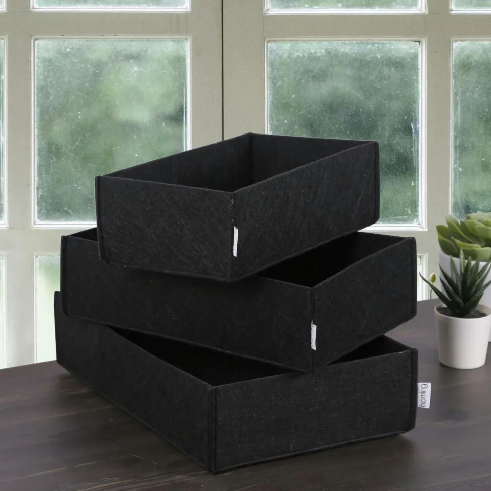 Panier de rangement blanc en feutrine – lot de 3 tailles
