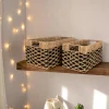 Panier de rangement déco en jonc de mer noir et naturel (lot de 2)