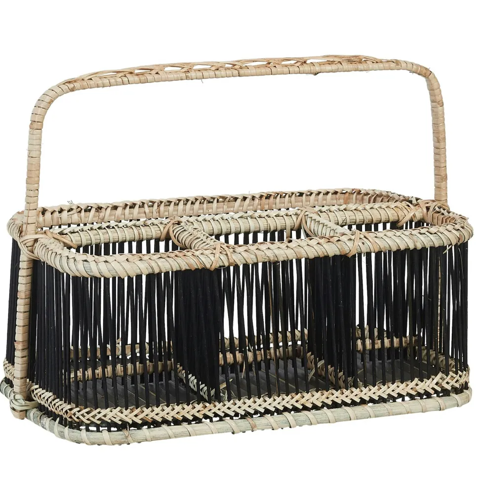 Panier rectangle compartimenté noir à anse