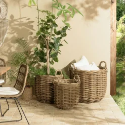 Panier rond en rotin naturel (lot de 3) MANY