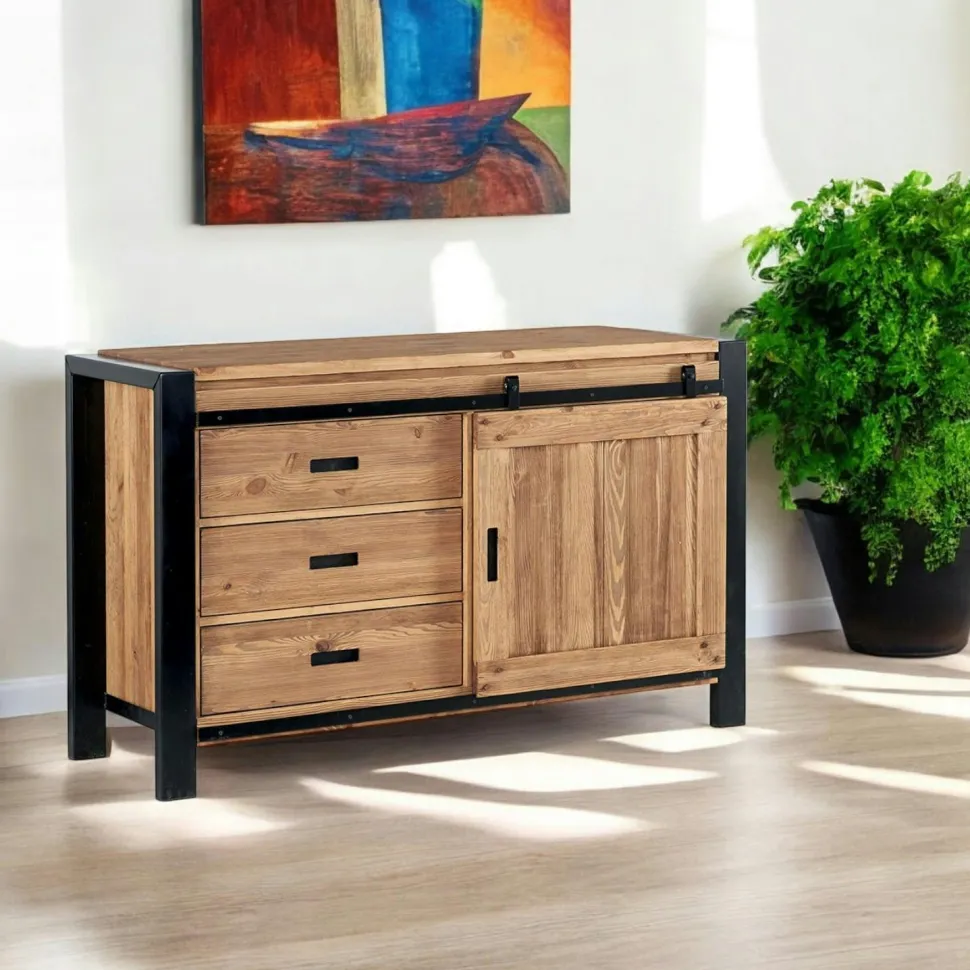 Petit buffet en teck recyclé 2 portes 84 cm SWING