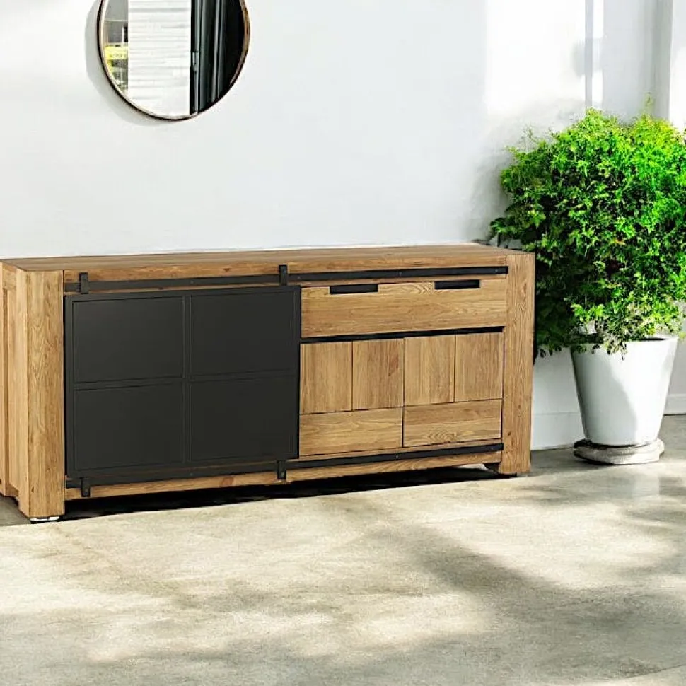 Petit buffet en teck recyclé 2 portes 84 cm SWING