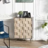 Petit meuble de rangement bois de sapin damier CARPATES