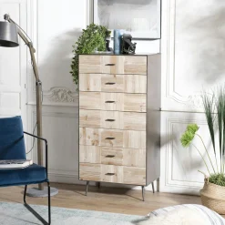 Petit meuble de rangement bois de sapin damier CARPATES