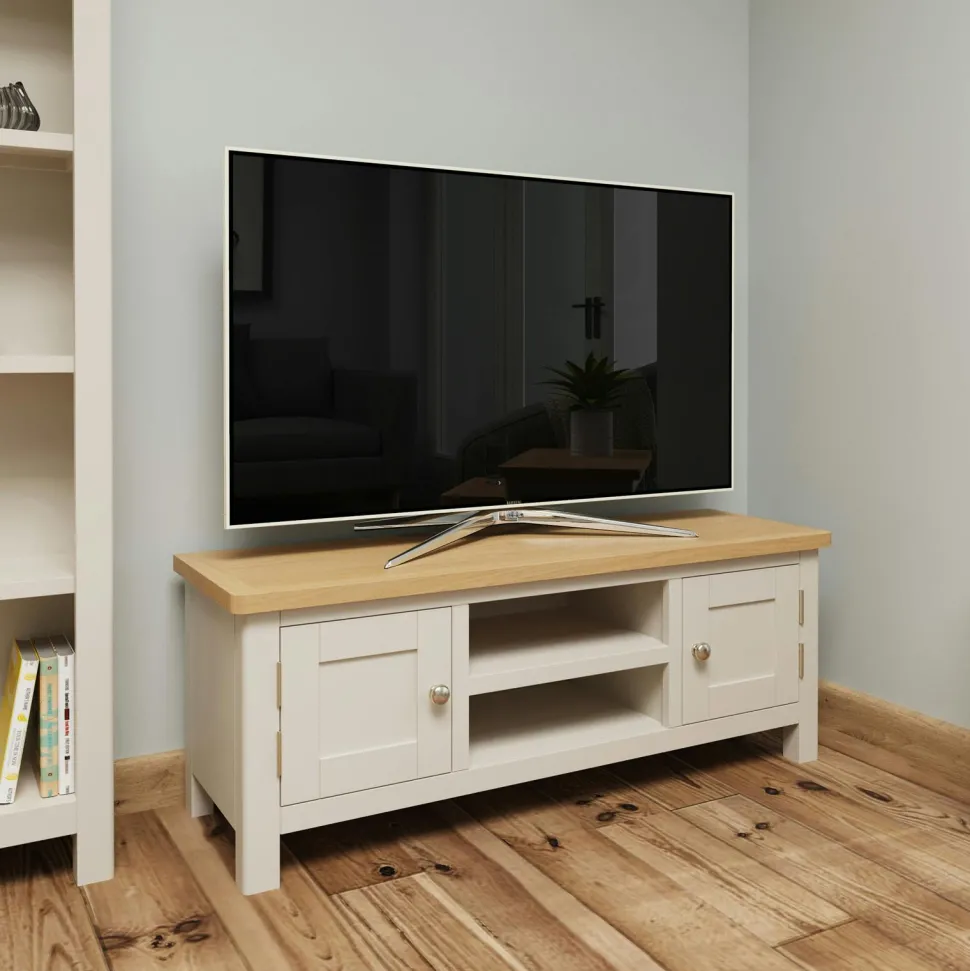 Petit meuble TV en bois finition gris clair BATH