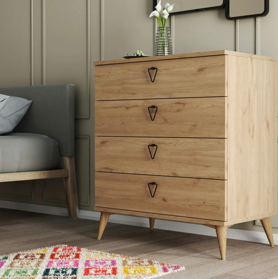 Petite commode 3 tiroirs et 3 niches décoratives JENA