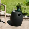 Petite table basse de jardin béton noir forme tonneau HERCULE