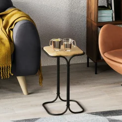 Petite table d'appoint dorée carrée - finition mate JENA