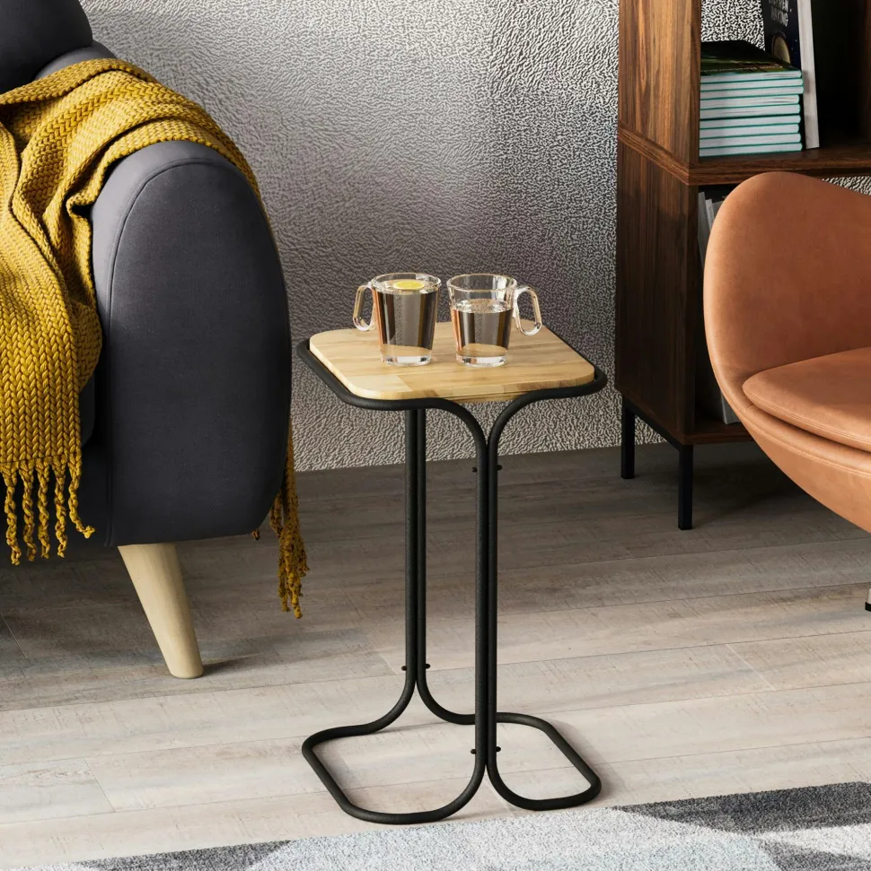 Petite table d'appoint dorée carrée - finition mate JENA