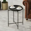 Petite table d’appoint noire - structure ronde, métal SFAX