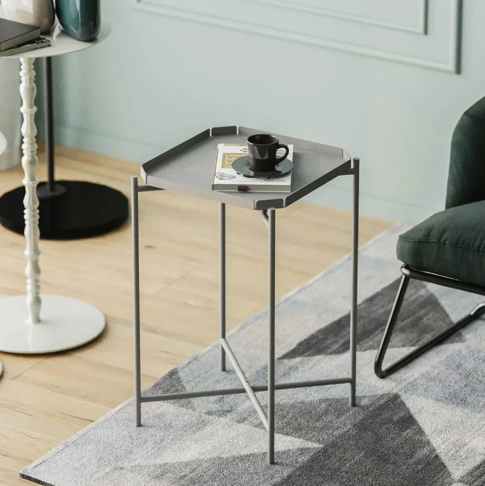 Petite table d’appoint noire - structure ronde, métal SFAX