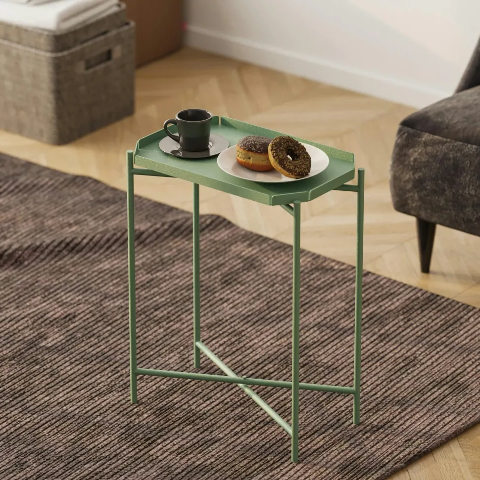 Petite table d’appoint noire - structure ronde, métal SFAX