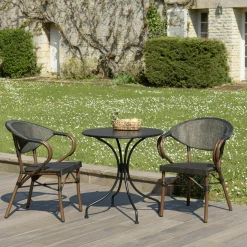 Petite table de jardin métal noir forme ronde D70 cm GIJON