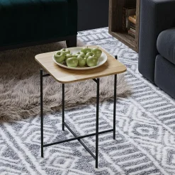 Petite table en bois carrée - structure métal noir JENA