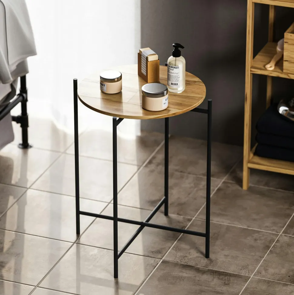 Petite table en bois carrée - structure métal noir JENA