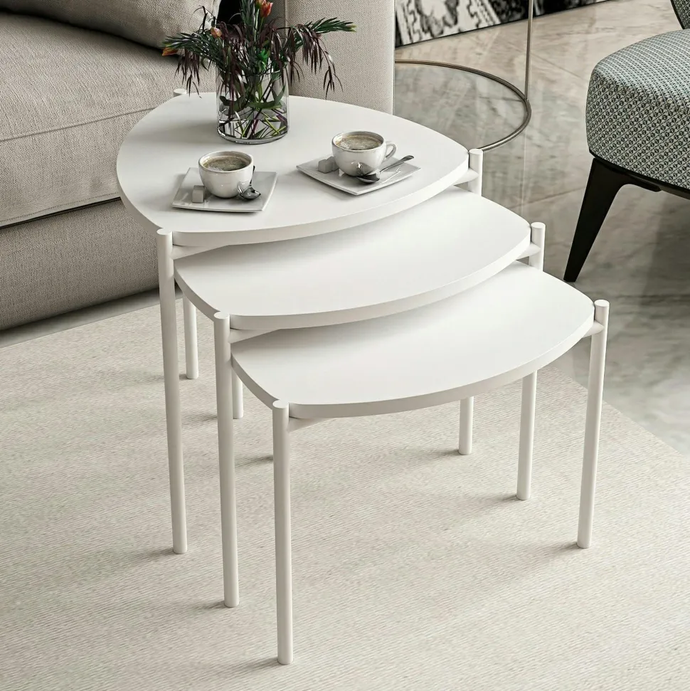 Petite table gigogne moderne 3 couleurs (lot de 3) JENA