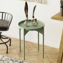 Petite table ronde noire design & plateau doré SFAX