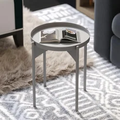 Petite table ronde noire design & plateau doré SFAX