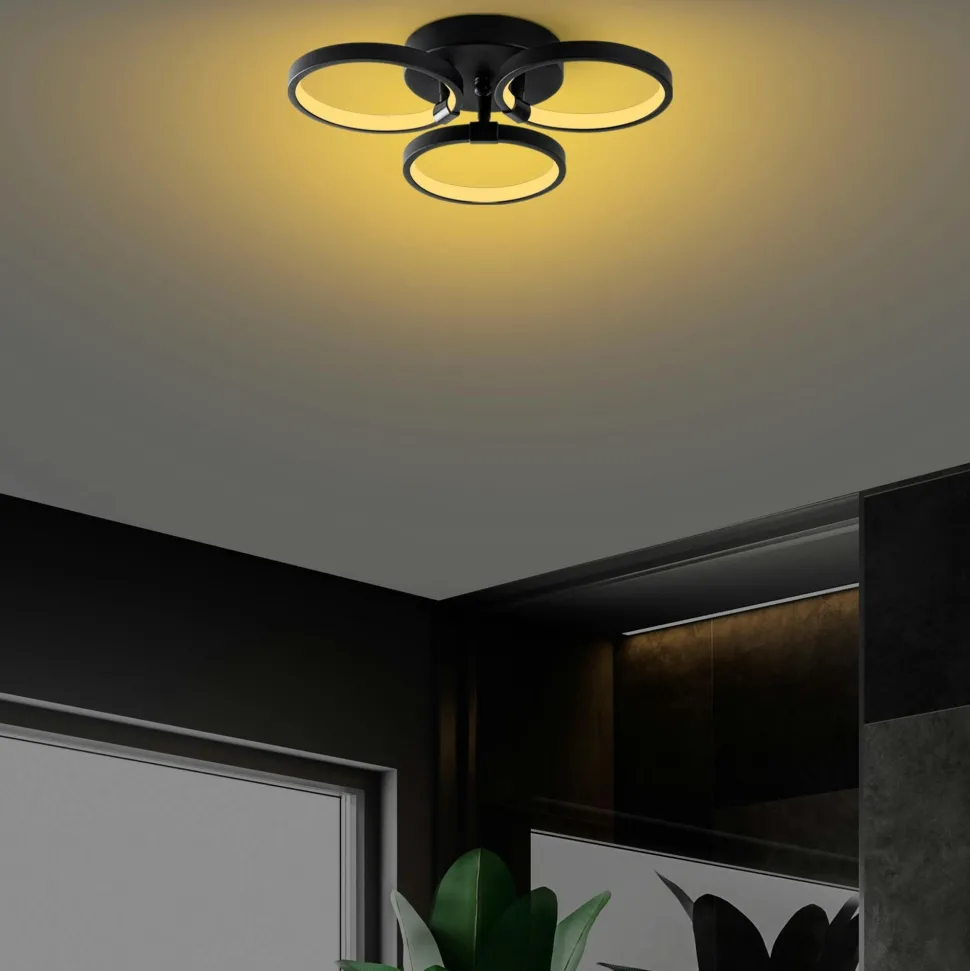 Plafonnier LED noir moderne – 3 anneaux VIESTE
