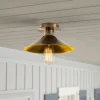 Plafonnier vintage métal brossé - intérieur or URLA