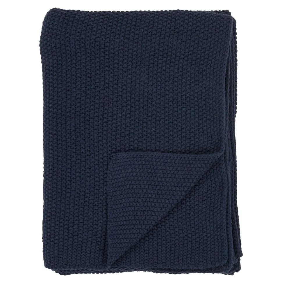 Plaid canapé bleu marine - maille de coton recyclé FALLON