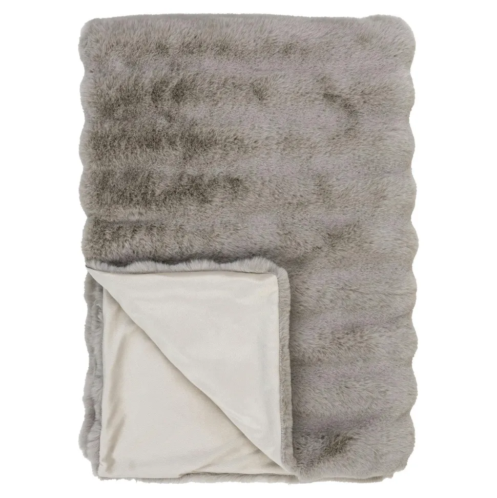 Plaid fausse fourrure gris clair - esprit cocooning FALLON